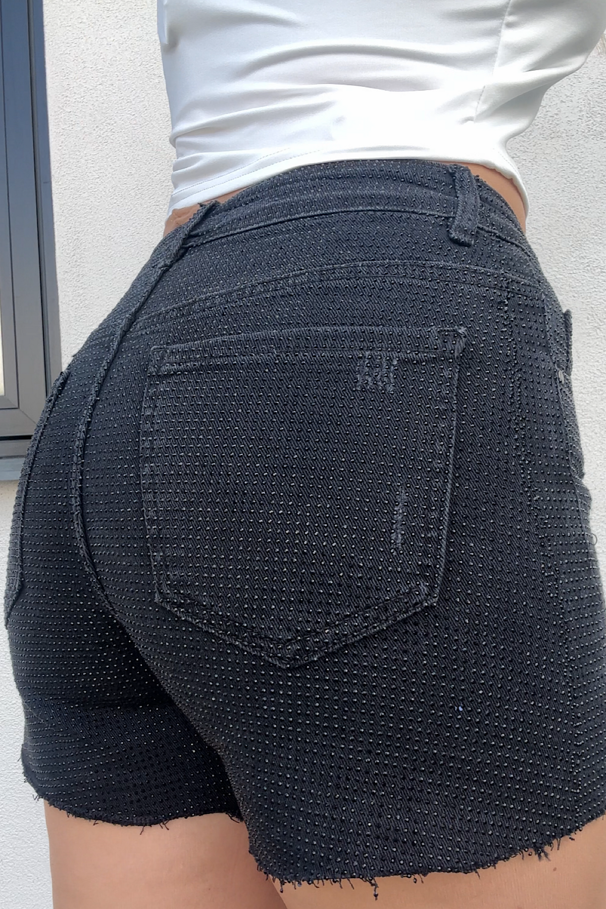 RHINESTONE shorts black 898