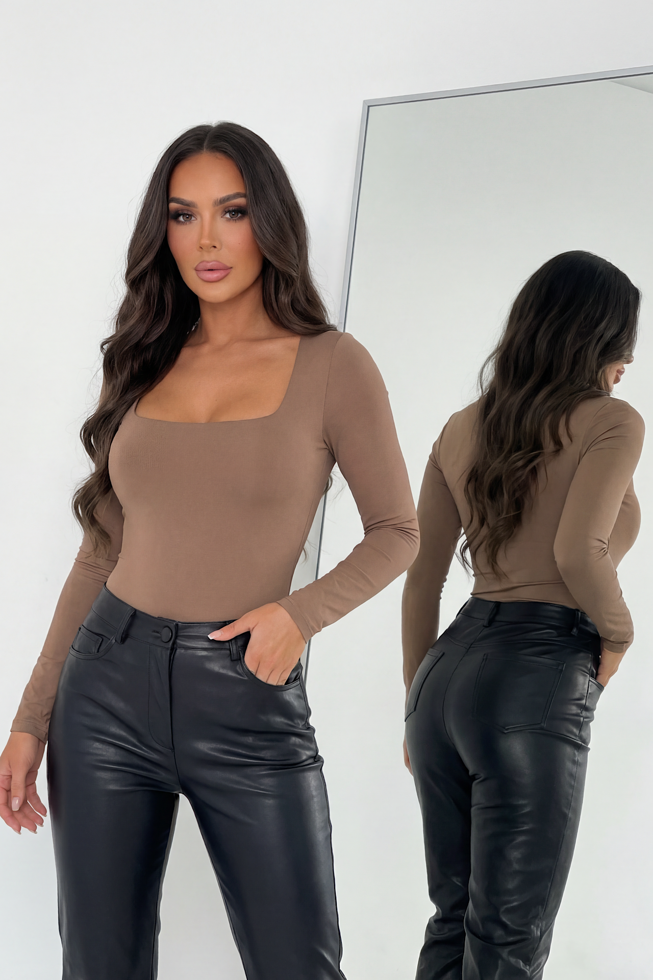 BASIC square blouse camel