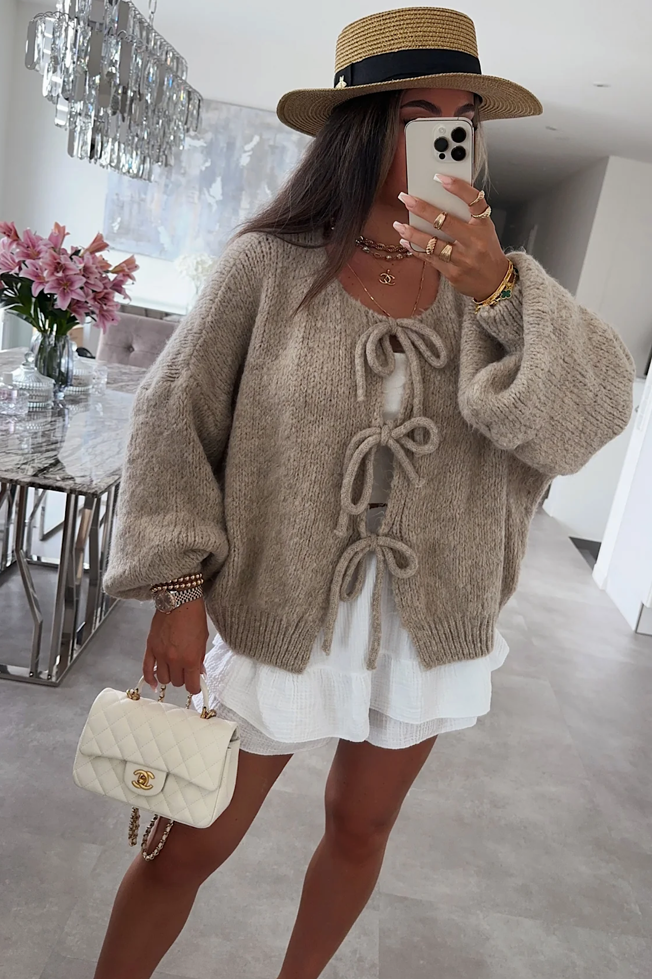 FLUFFY cardigan taupe