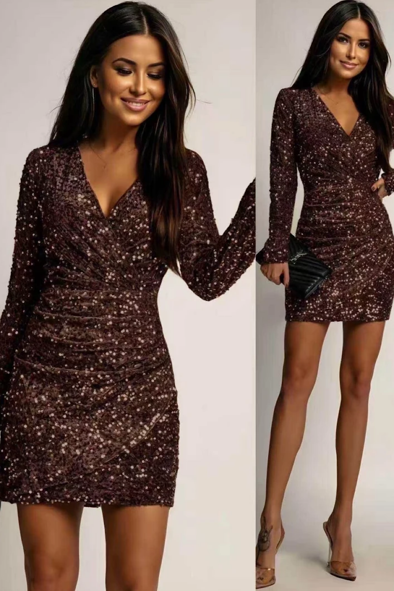 SEQUIN velvet dress choko