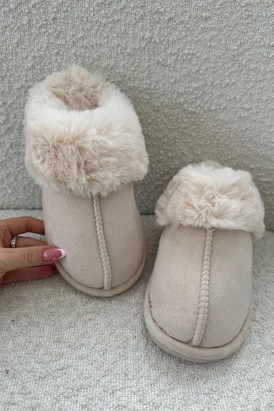 FLUFFY slippers beige