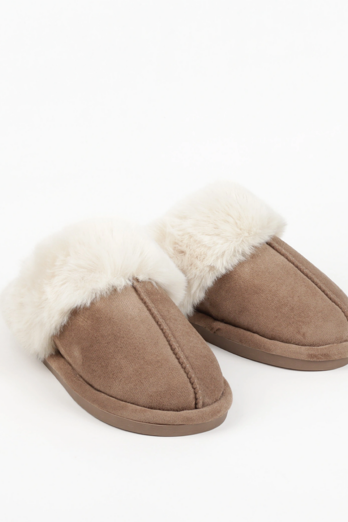 FLUFFY slippers taupe