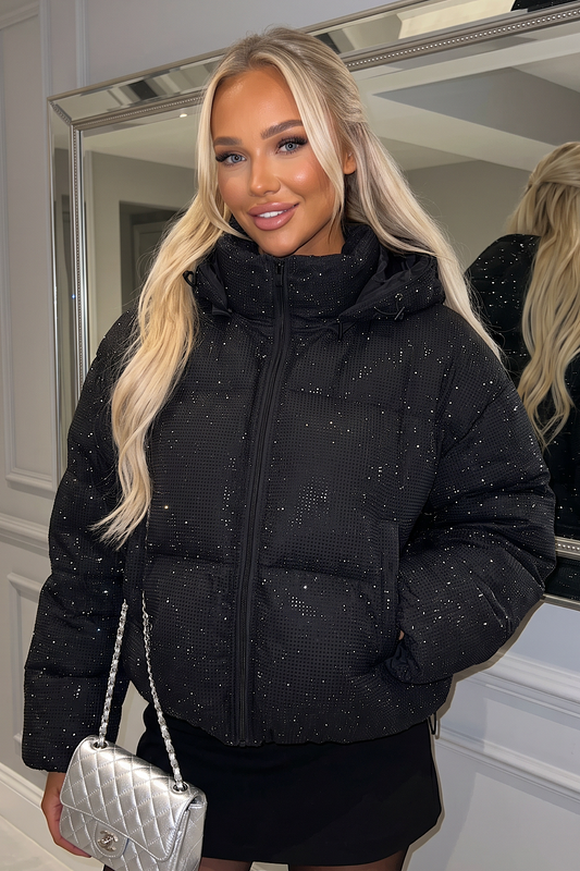 RHINESTONE puffer black