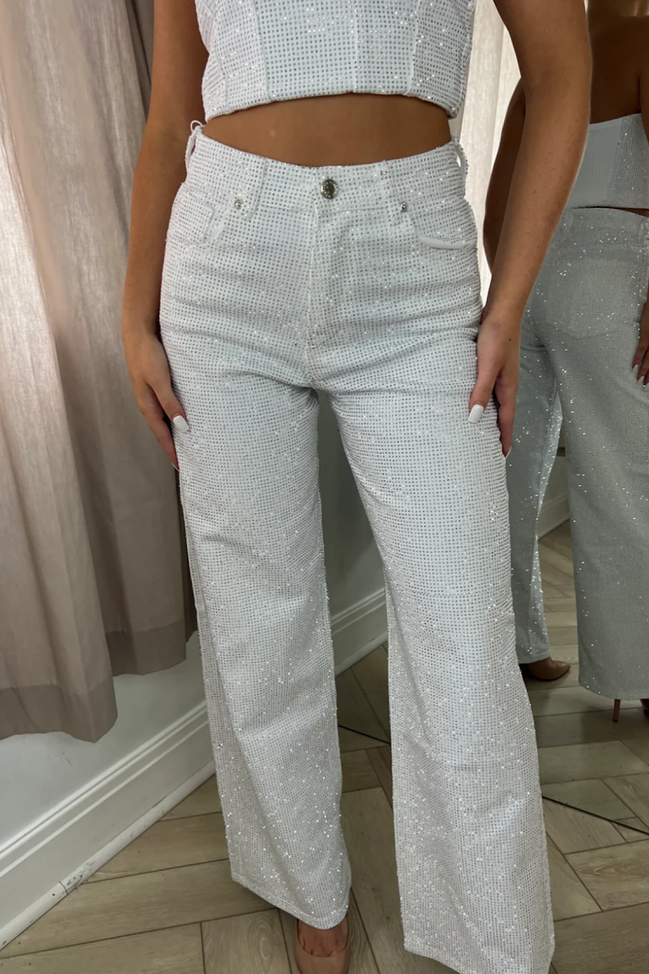 JEANS sparkle amy white