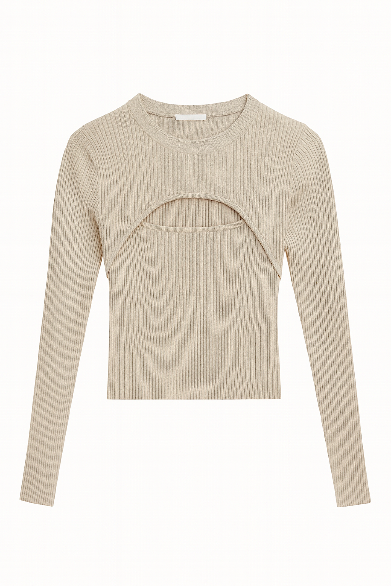 KNIT crop taupe
