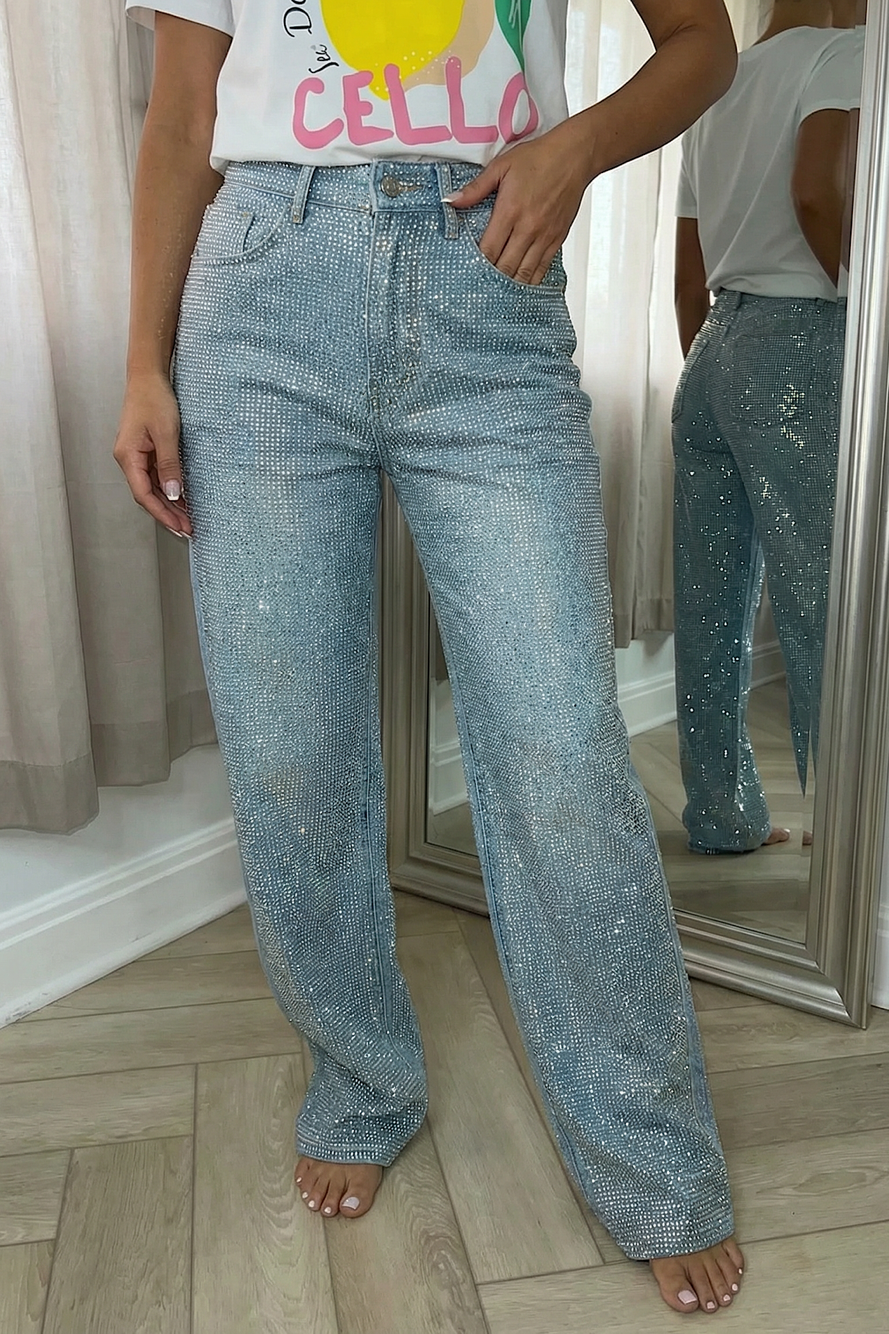 RAINBOW sparkle jeans.