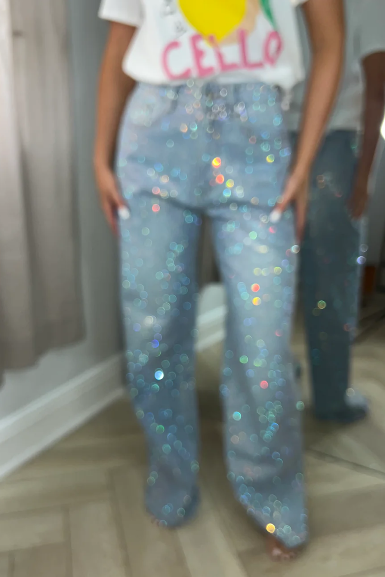 RAINBOW sparkle jeans.