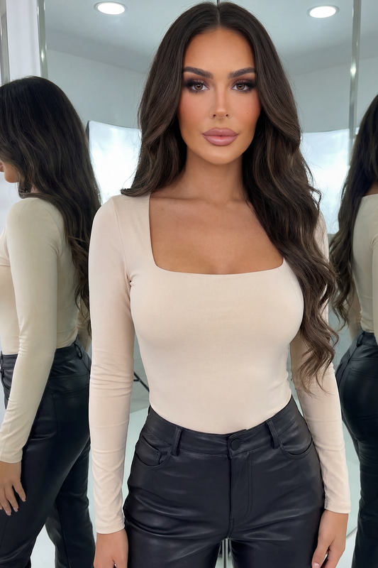 BASIC square blouse beige