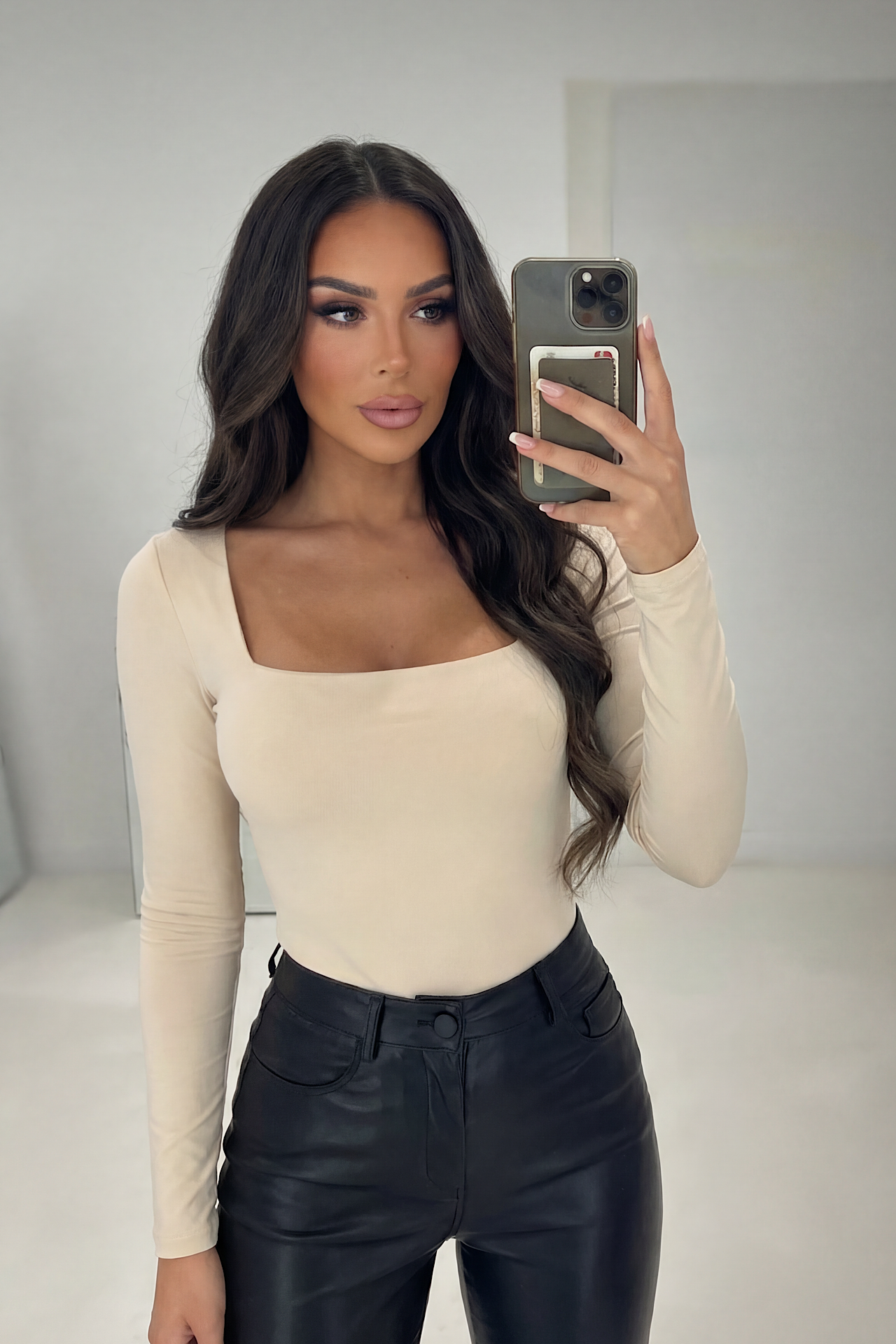 BASIC square blouse beige