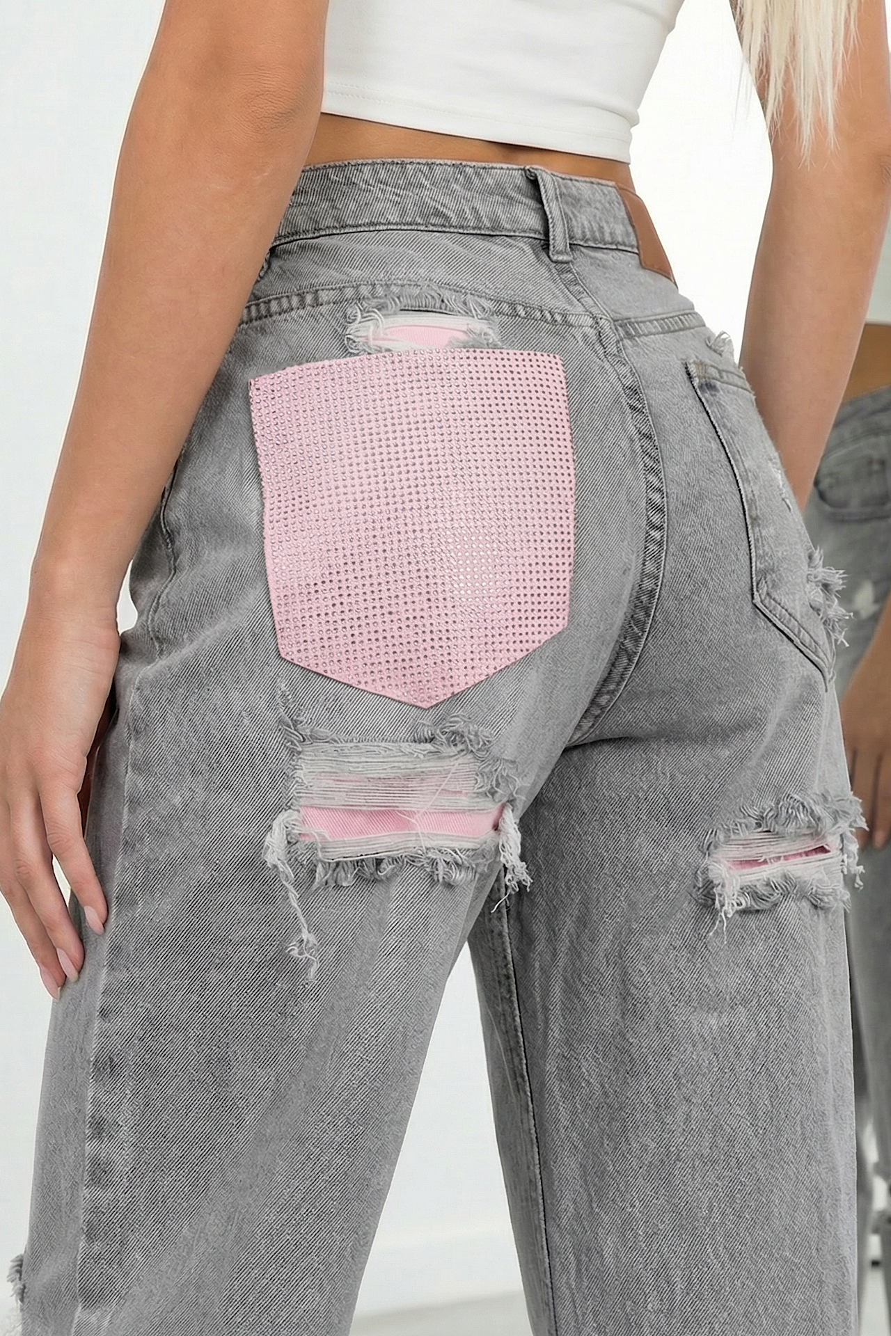 YAS pocket jeans grey