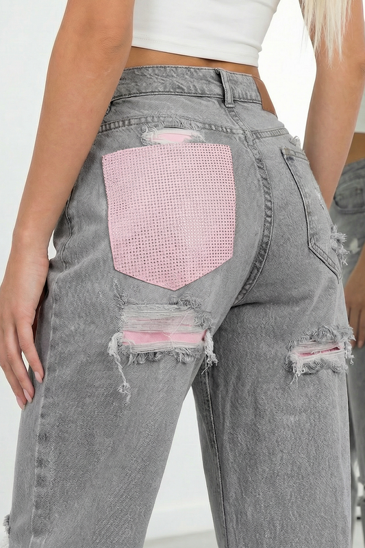 YAS pocket jeans grey