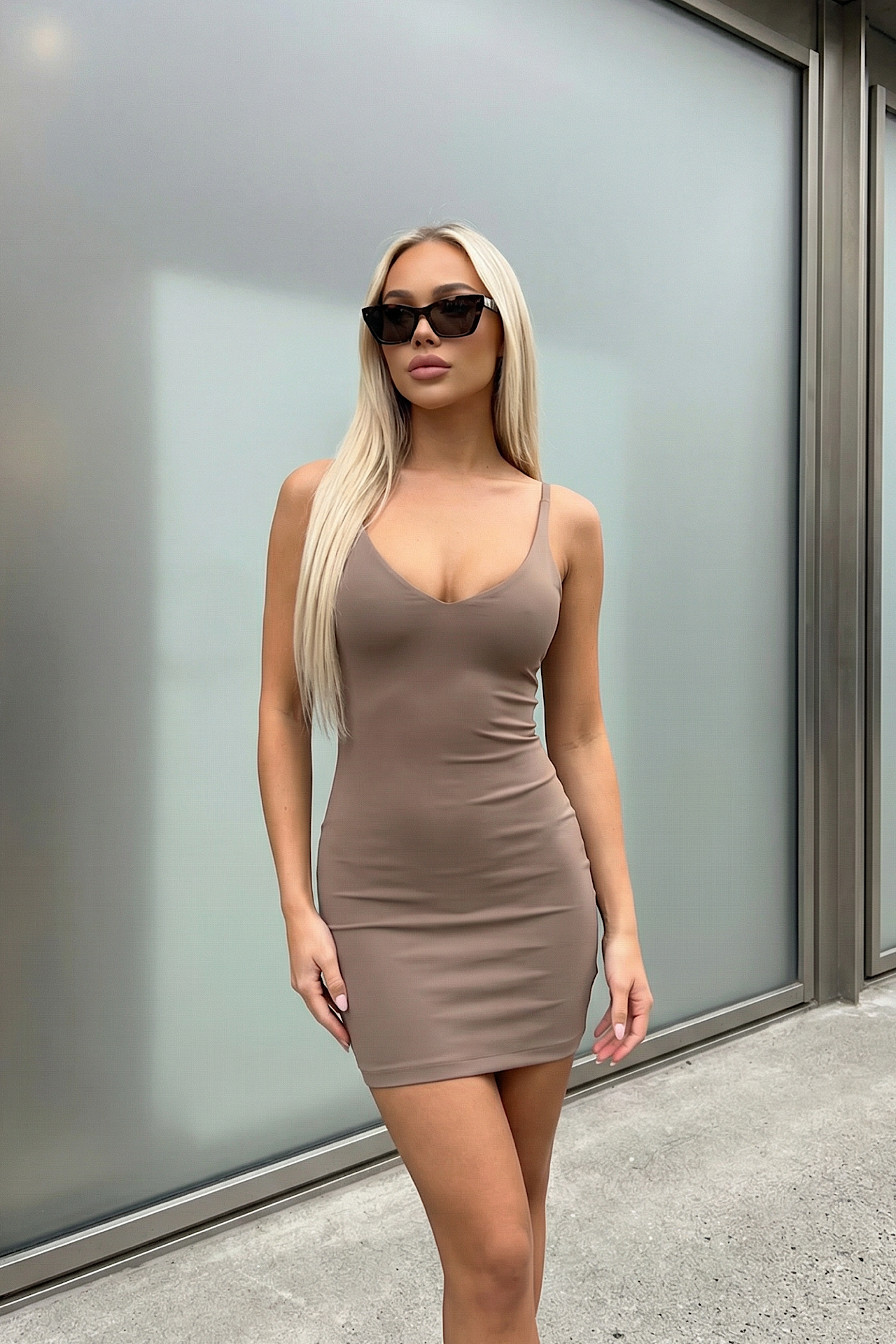 SKINS dress irina taupe