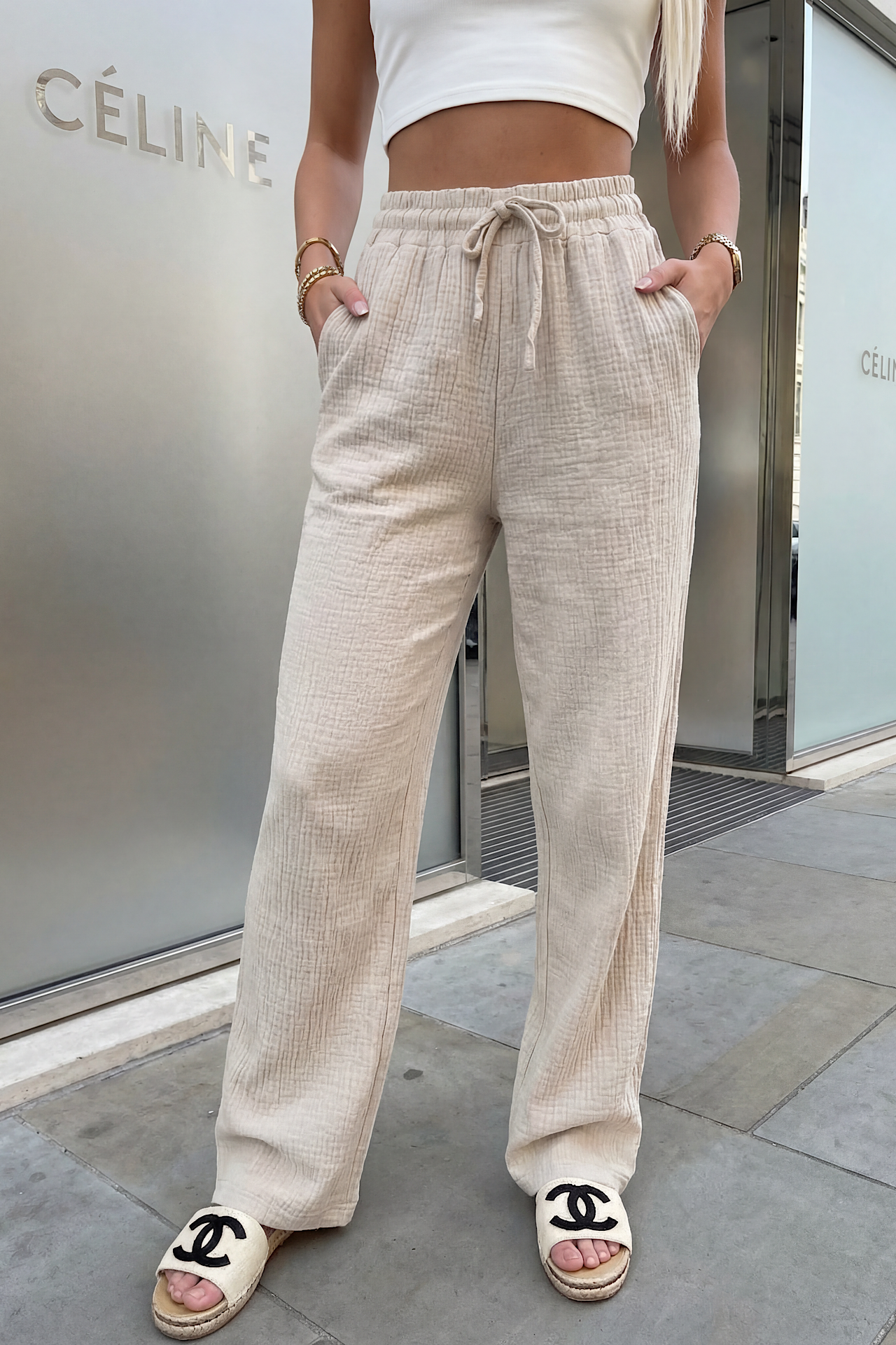 COTTON pants beige