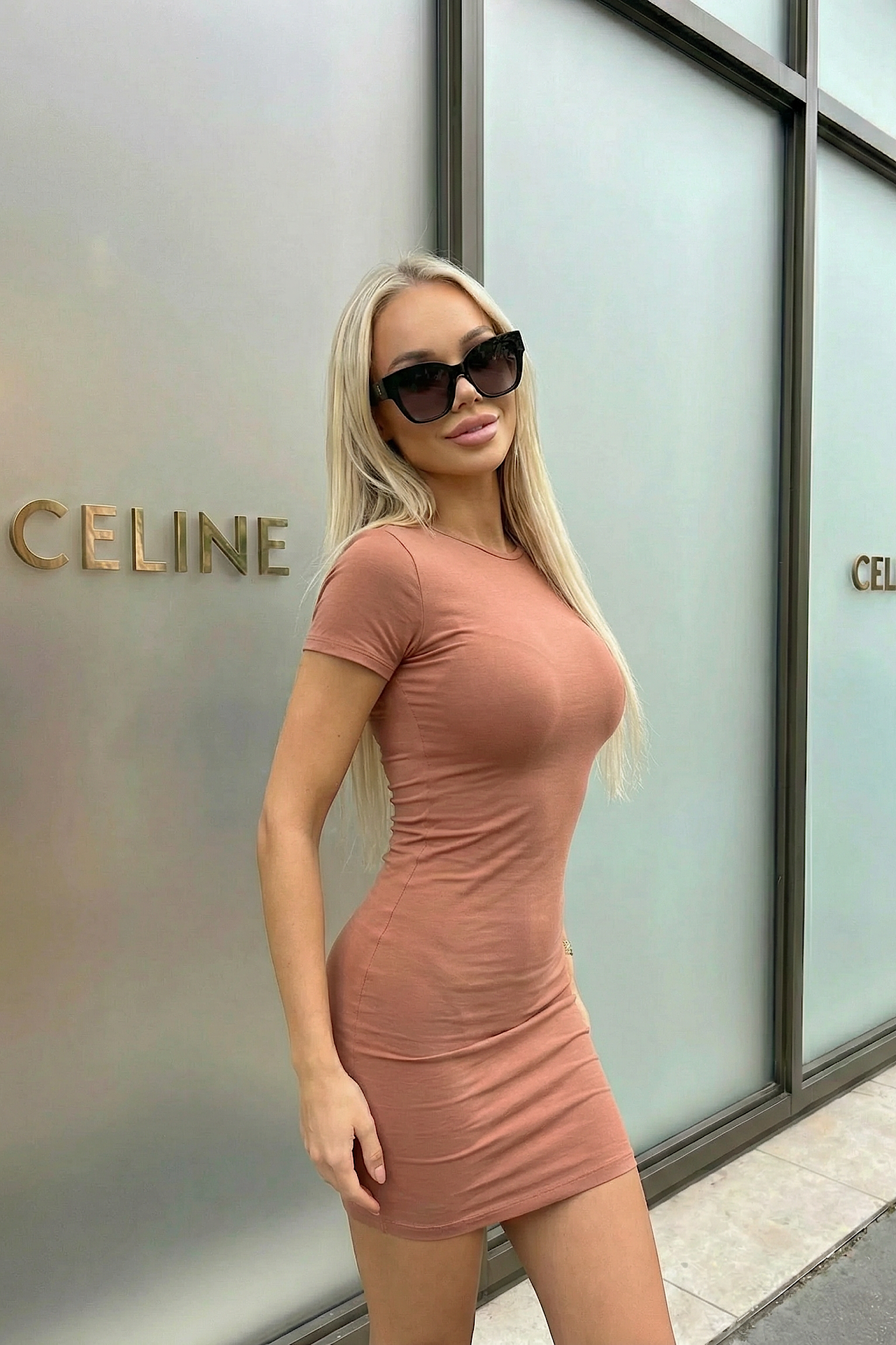 SKINS dress mia taupe