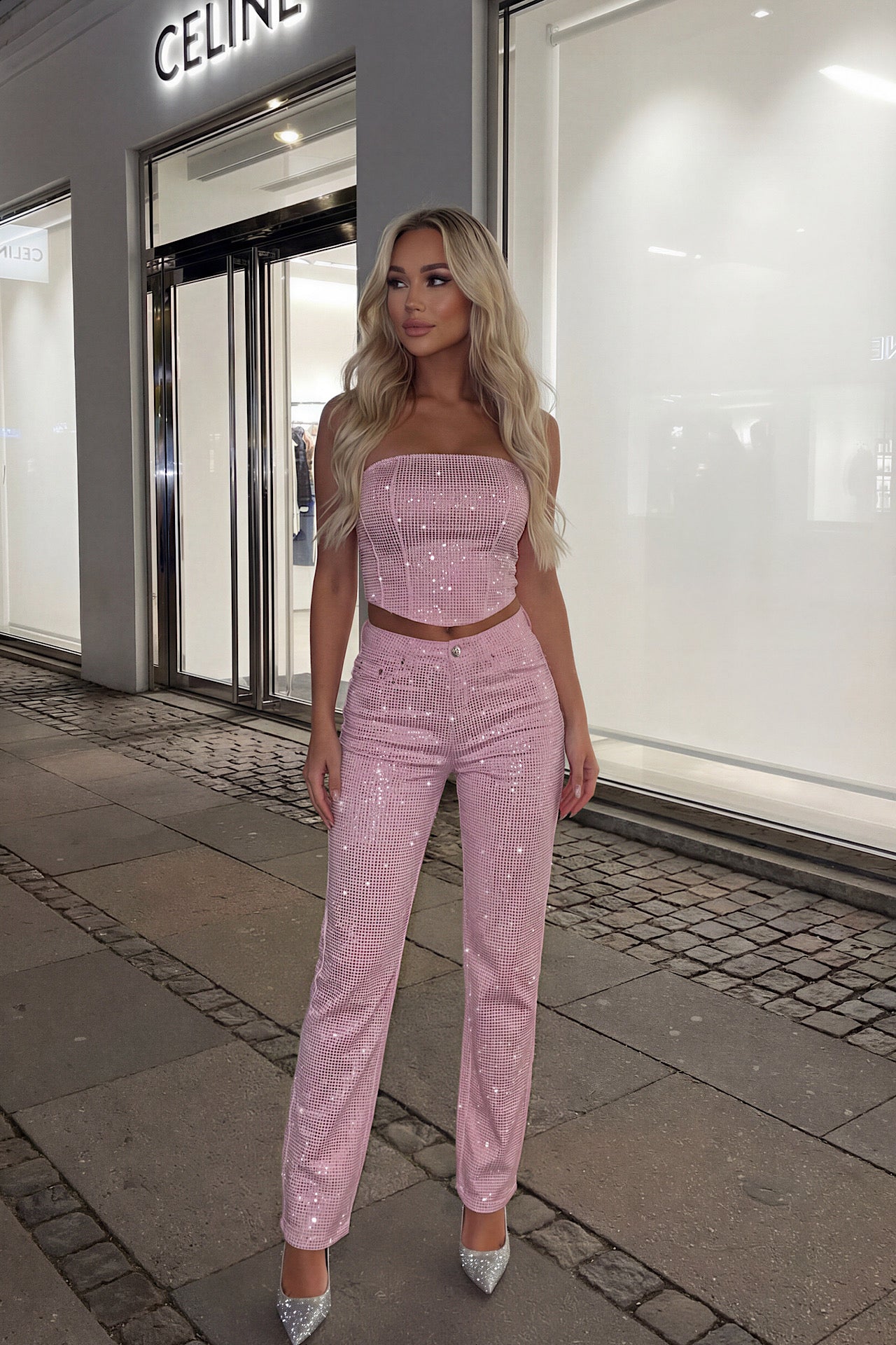 JEANS sparkle mia pink